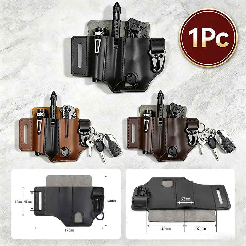 Edc Carry Belt Leather - Cabide de cintura de couro portátil