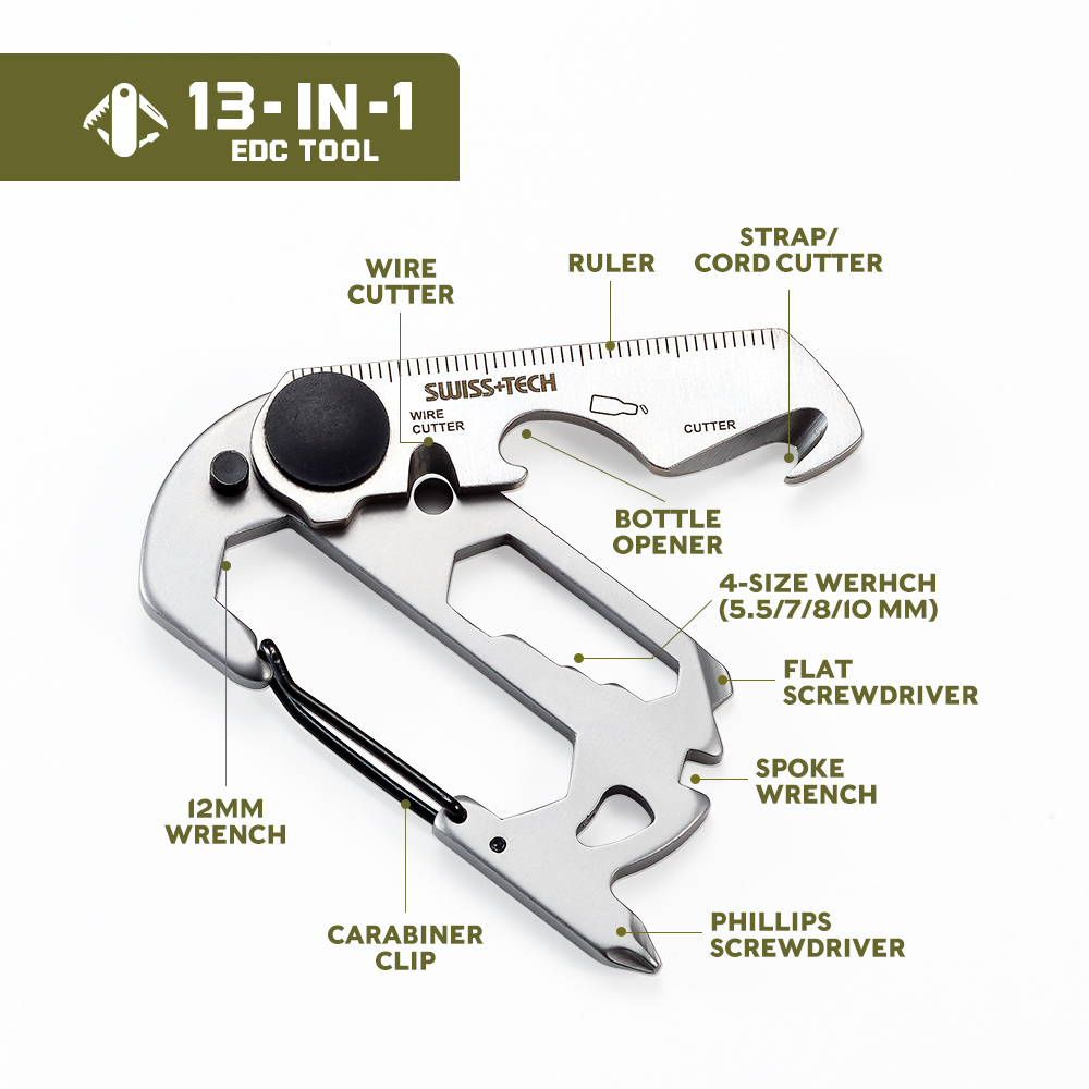 Swiss tech 13 em 1 mini ferram - Edc Carry Knife avaliação e preço